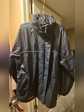 Wetskins Navy Hooded Raincoat with Reflective Piping
